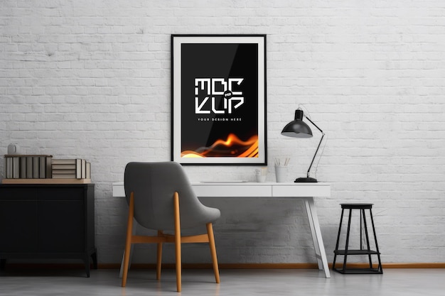 Poster frame in living room mockup