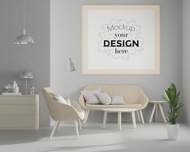 Poster Frame in living room Psd Mockup