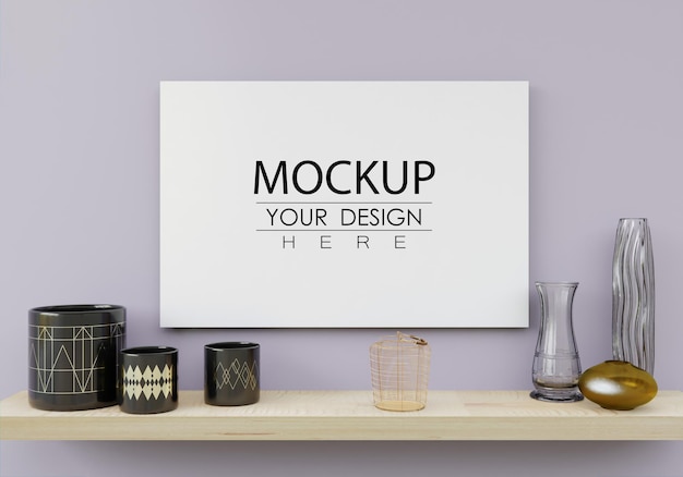 Poster Frame in living room Psd Mockup