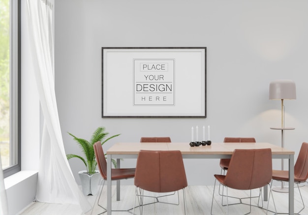 Poster Frame in living room Psd Mockup