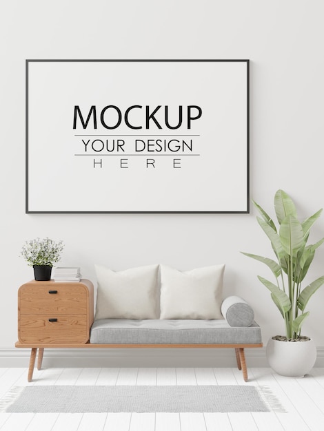 Poster Frame in living room Psd Mockup