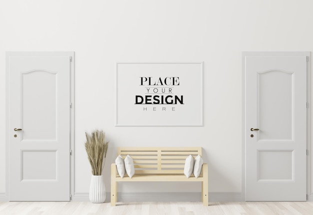 Poster Frame in living room Psd Mockup