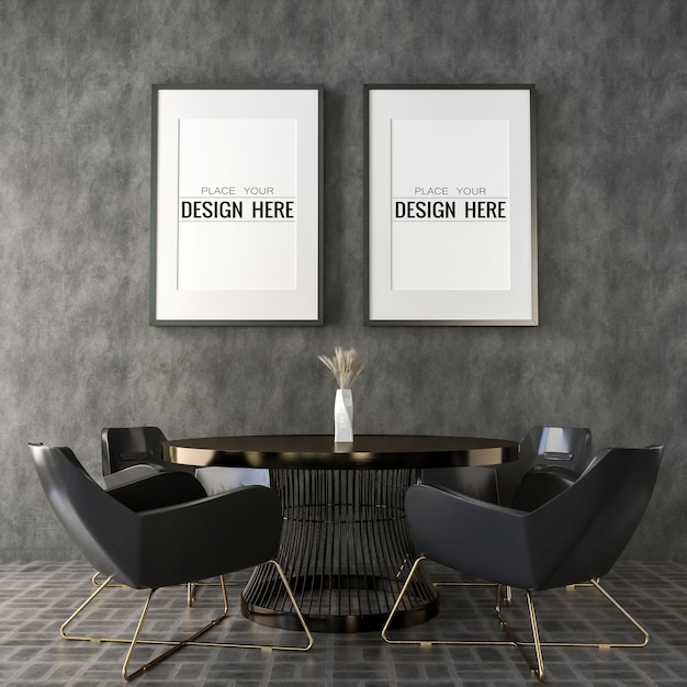 Poster Frame in living room Psd Mockup