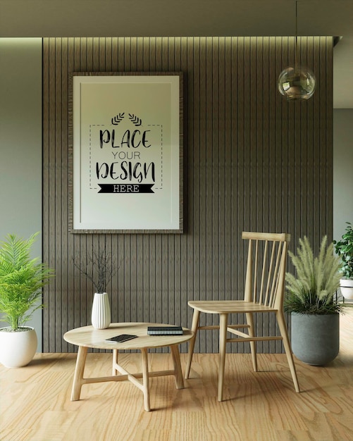 Poster Frame in living room Psd Mockup