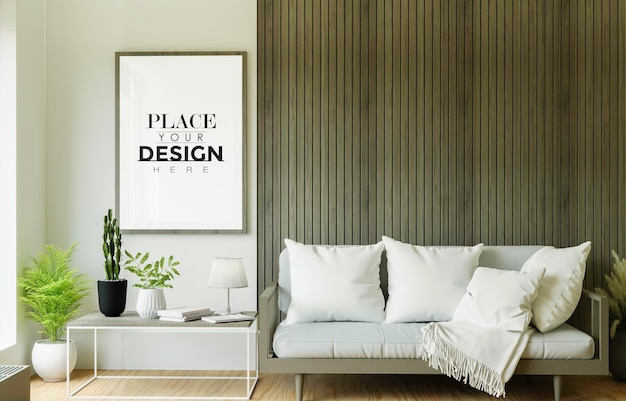 Poster Frame in living room Psd Mockup