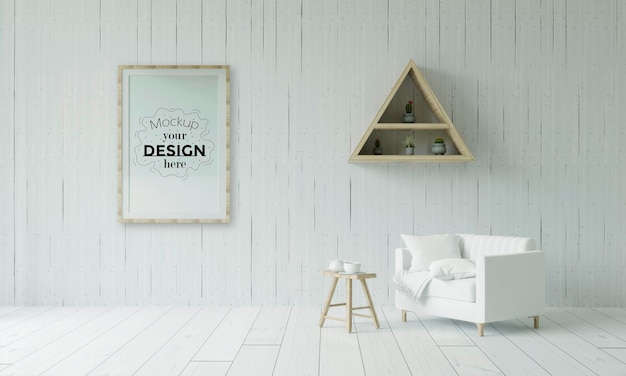 Poster Frame in living room Psd Mockup