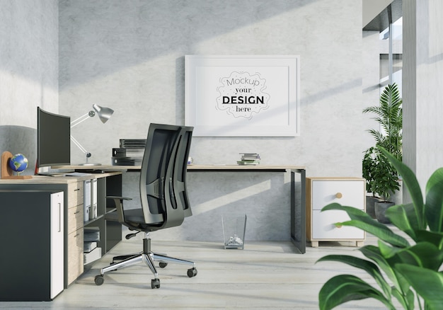 Poster Frame in living room Psd Mockup