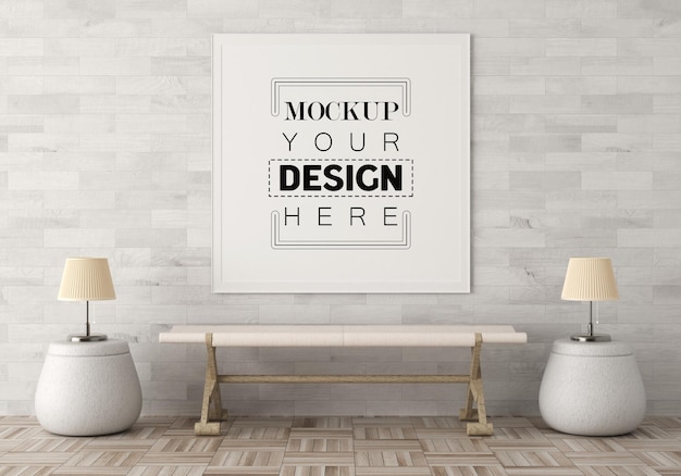 Poster Frame in living room Psd Mockup