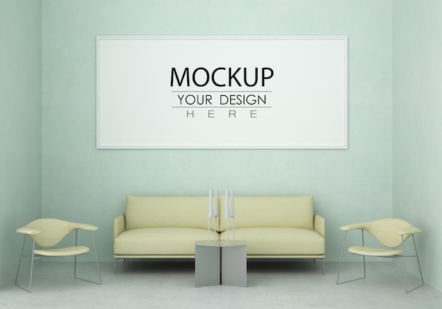 Poster Frame in living room Psd Mockup