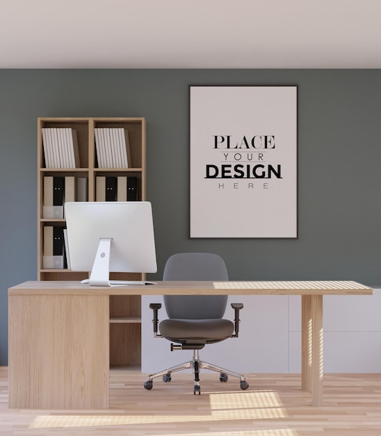 Poster Frame in living room Psd Mockup