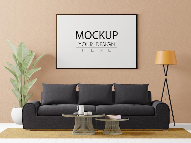 Poster Frame in living room Psd Mockup