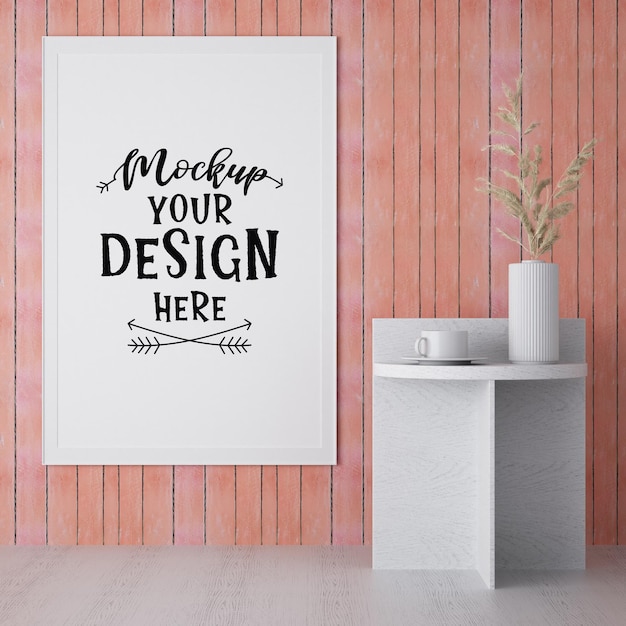 Poster Frame in living room Psd Mockup