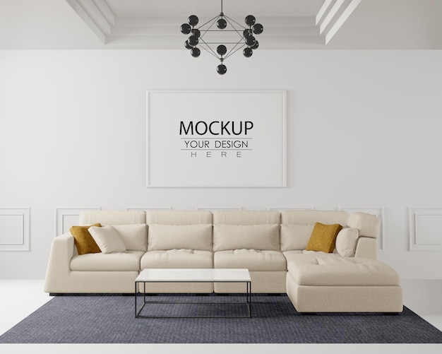 Poster Frame in living room Psd Mockup