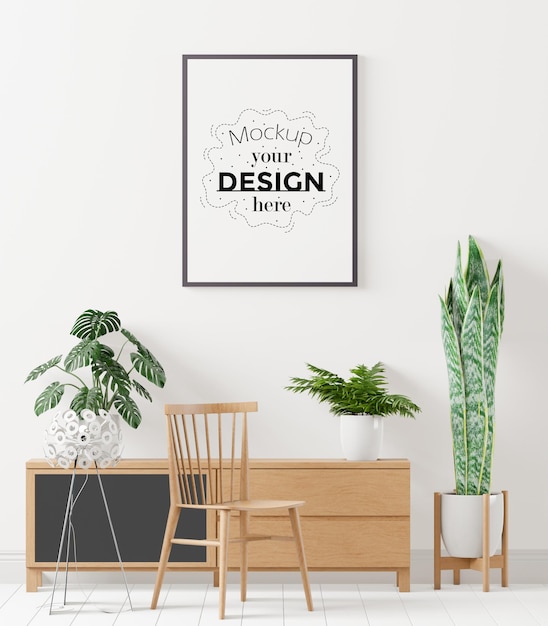 Poster Frame in living room Psd Mockup