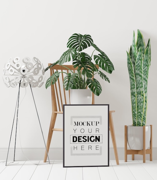 Poster Frame in living room Psd Mockup