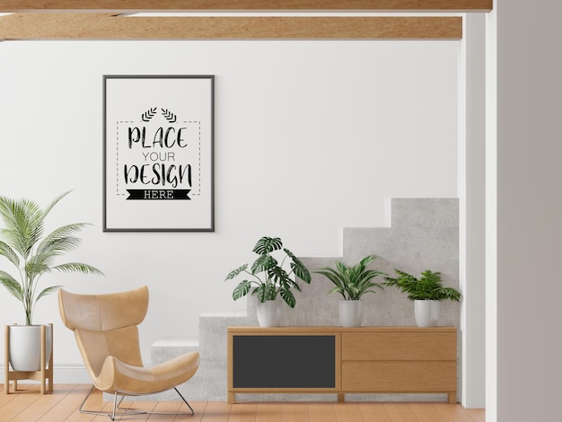 Poster Frame in living room Psd Mockup