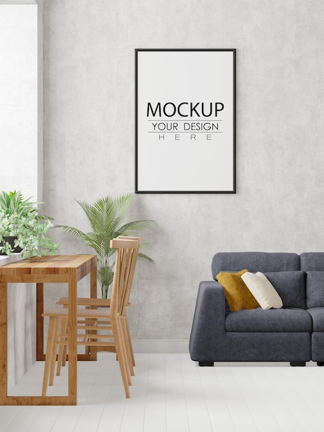 Poster Frame in living room Psd Mockup