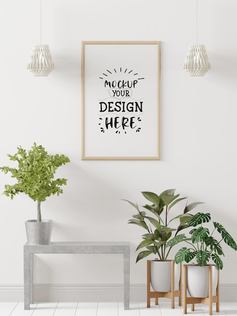 Poster Frame in living room Psd Mockup