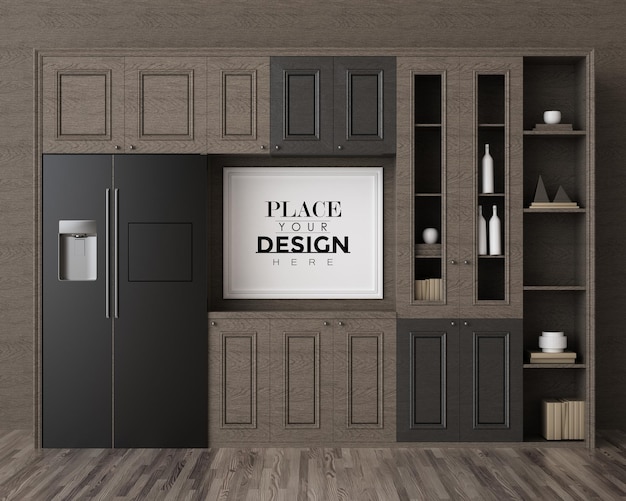 Poster Frame in living room Psd Mockup