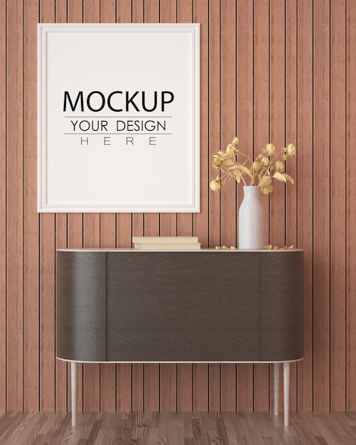 Poster Frame in living room Psd Mockup