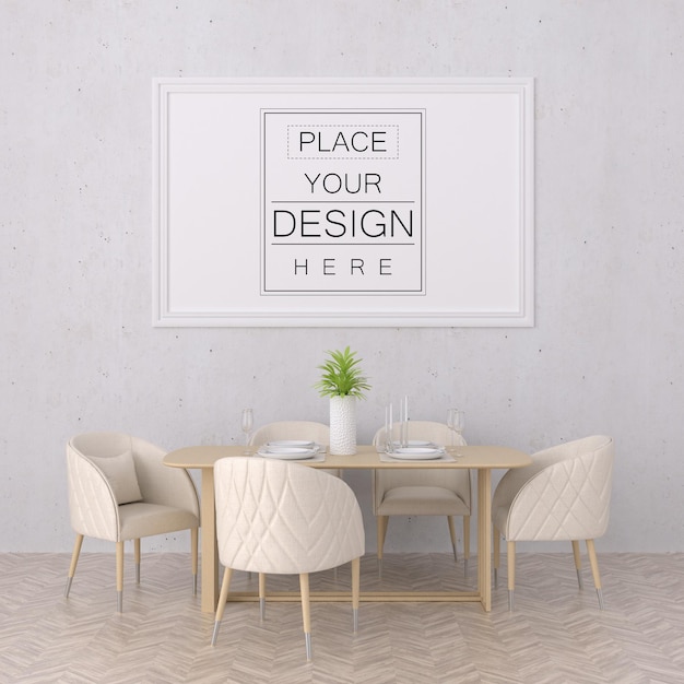 Poster Frame in living room Psd Mockup