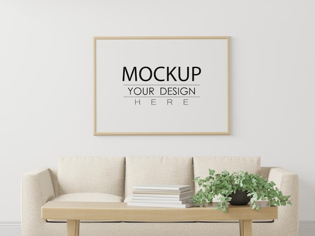 Poster Frame in living room Psd Mockup