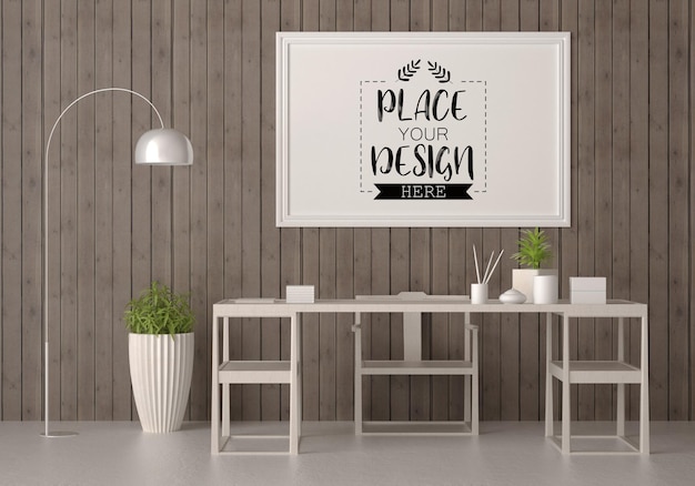 Poster Frame in living room Psd Mockup