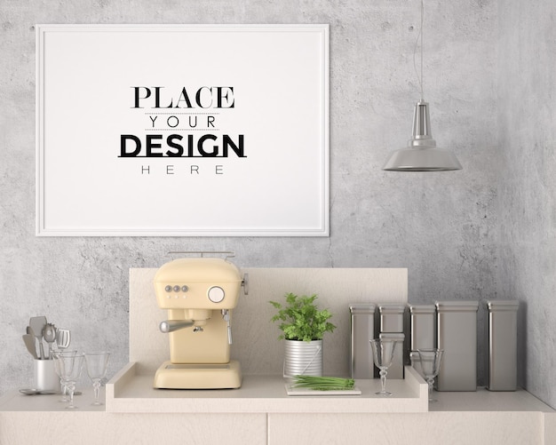 Poster Frame in living room Psd Mockup