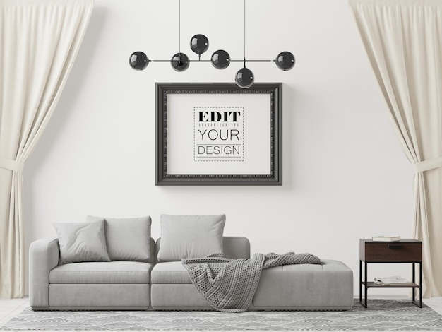 Poster Frame in living room Psd Mockup