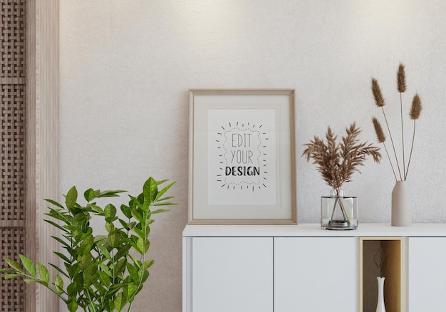 Poster Frame in living room Psd Mockup