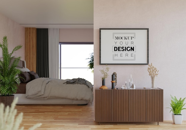 Poster Frame in living room Psd Mockup