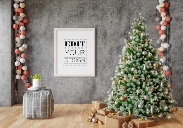 Poster Frame in living room Psd Mockup