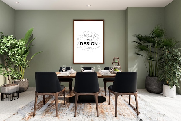 Poster Frame in living room Psd Mockup