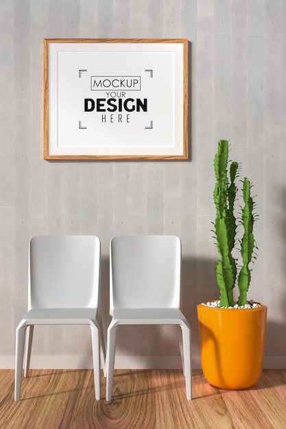 Poster Frame in living room Psd Mockup