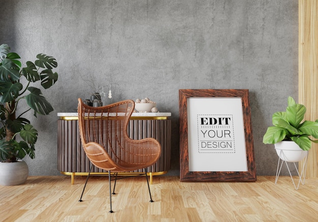 Poster Frame in living room Psd Mockup