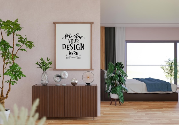 Poster Frame in living room Psd Mockup