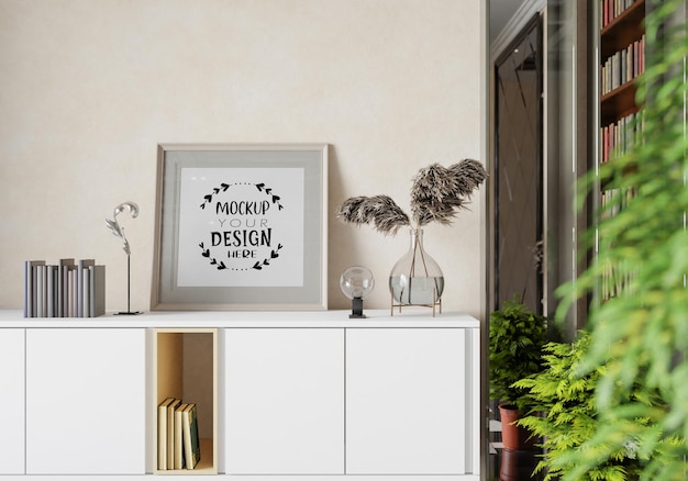 Poster Frame in living room Psd Mockup