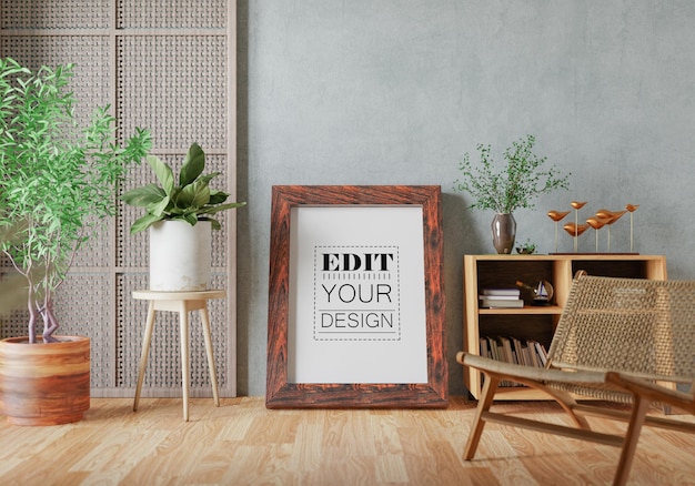 Poster Frame in living room Psd Mockup