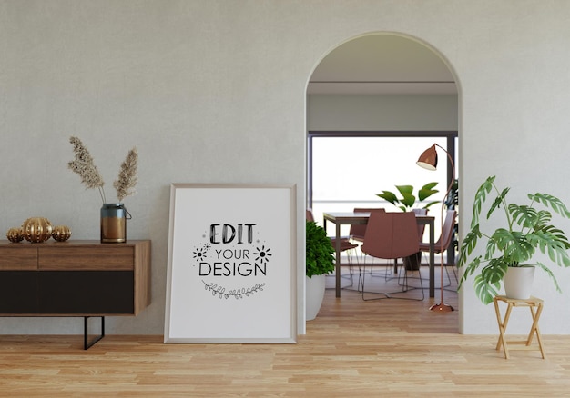 Poster Frame in living room Psd Mockup