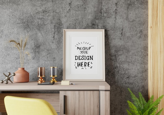 Poster Frame in living room Psd Mockup