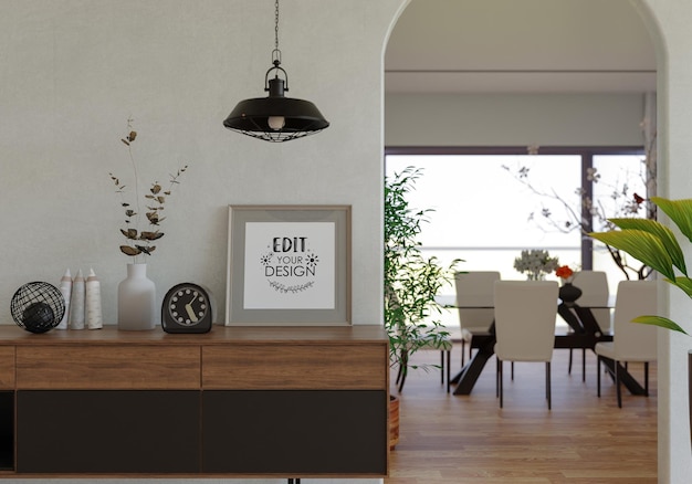 Poster Frame in living room Psd Mockup