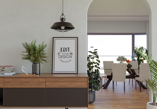 Poster Frame in living room Psd Mockup