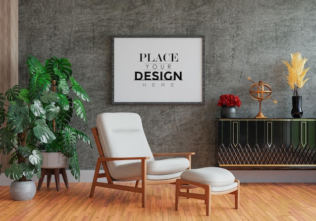 Poster Frame in living room Psd Mockup