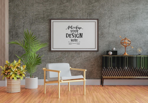 Poster Frame in living room Psd Mockup