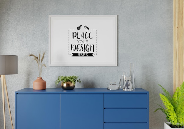 Poster Frame in living room Psd Mockup