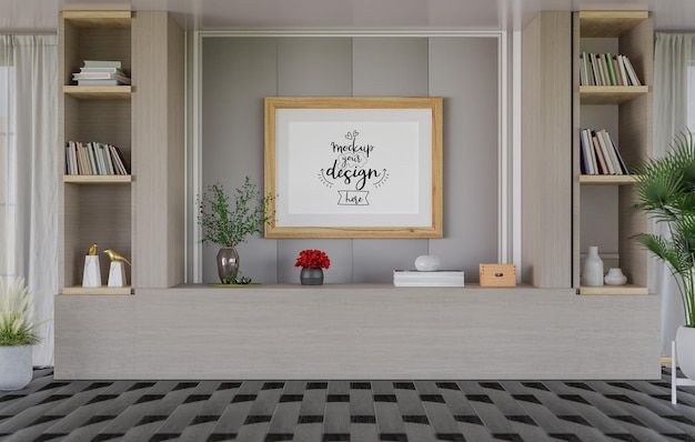 Poster Frame in living room Psd Mockup