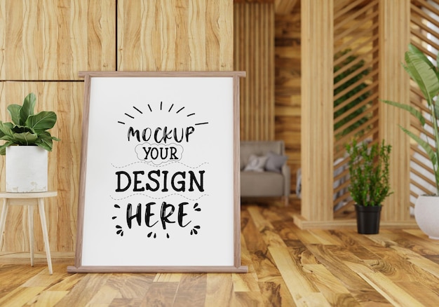 Poster Frame in living room Psd Mockup