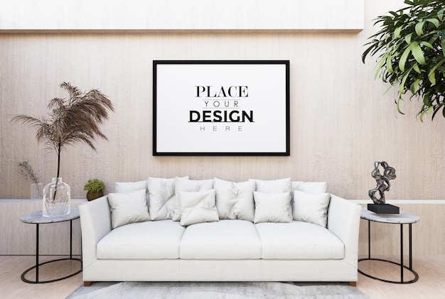 Poster Frame in living room Psd Mockup