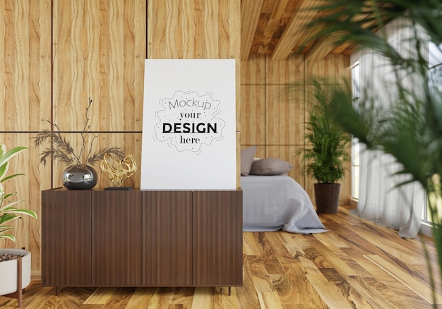 Poster Frame in living room Psd Mockup