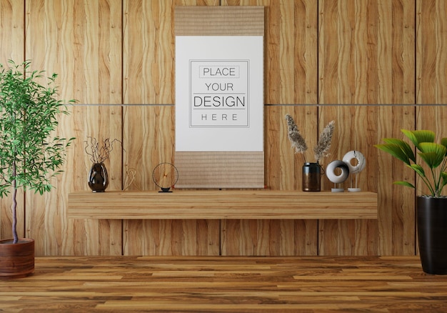 Poster Frame in living room Psd Mockup